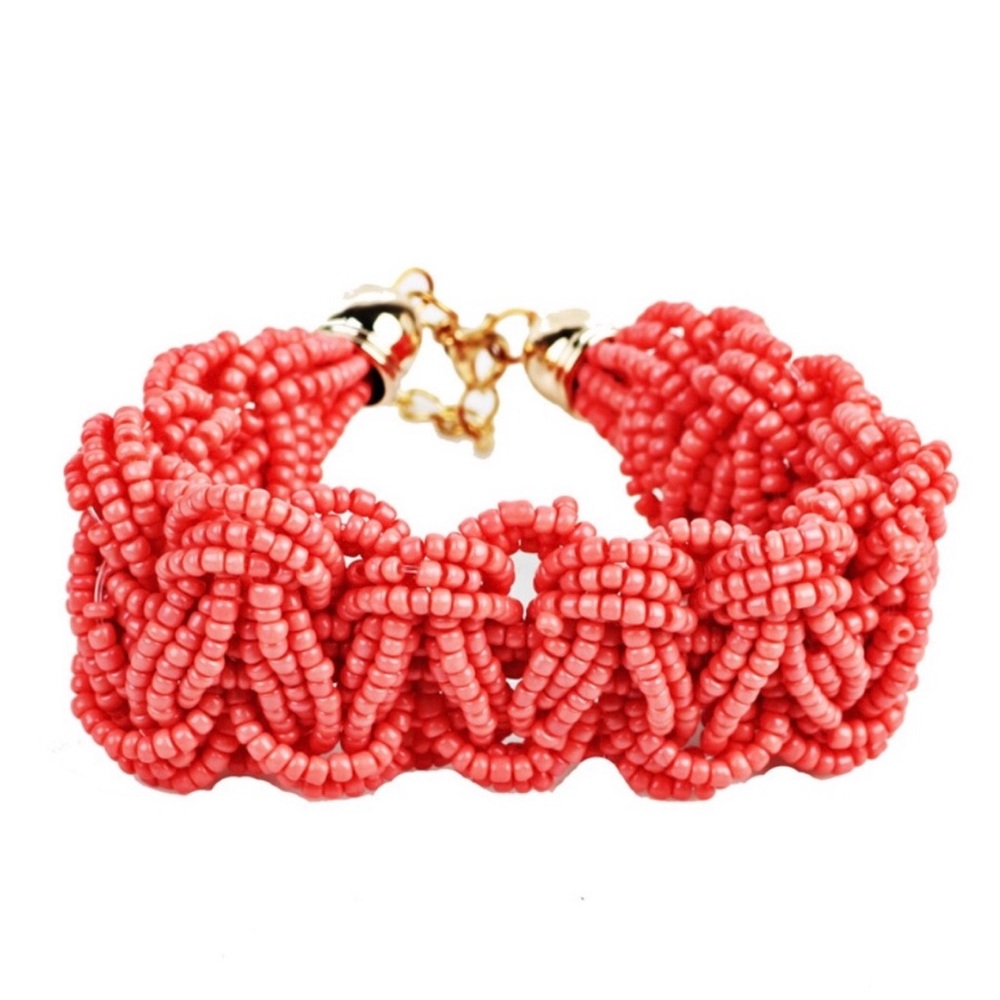 🎉 Coral Sea Bead Woven Bracelet